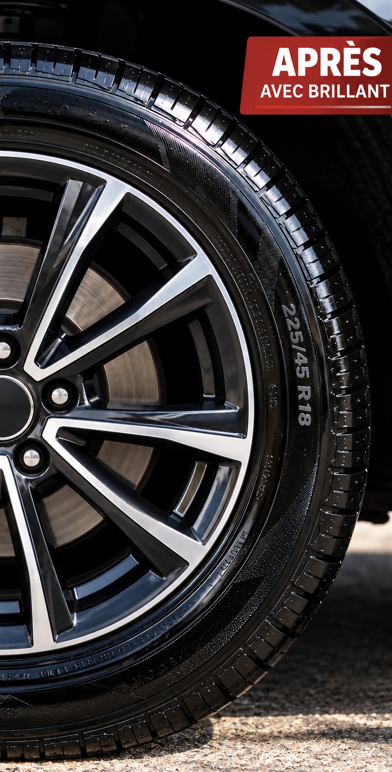 Après utilisation de BLACK TIRE - Brillant Pneus & Protecteur Anti-UV